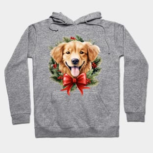 Christmas Golden Retriever Dog Wreath Hoodie